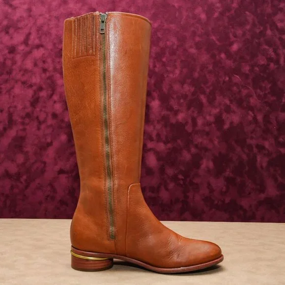 Frye Women Charlie Seam Brown Leather Zip Riding Equestrian Boots Sz 6.5